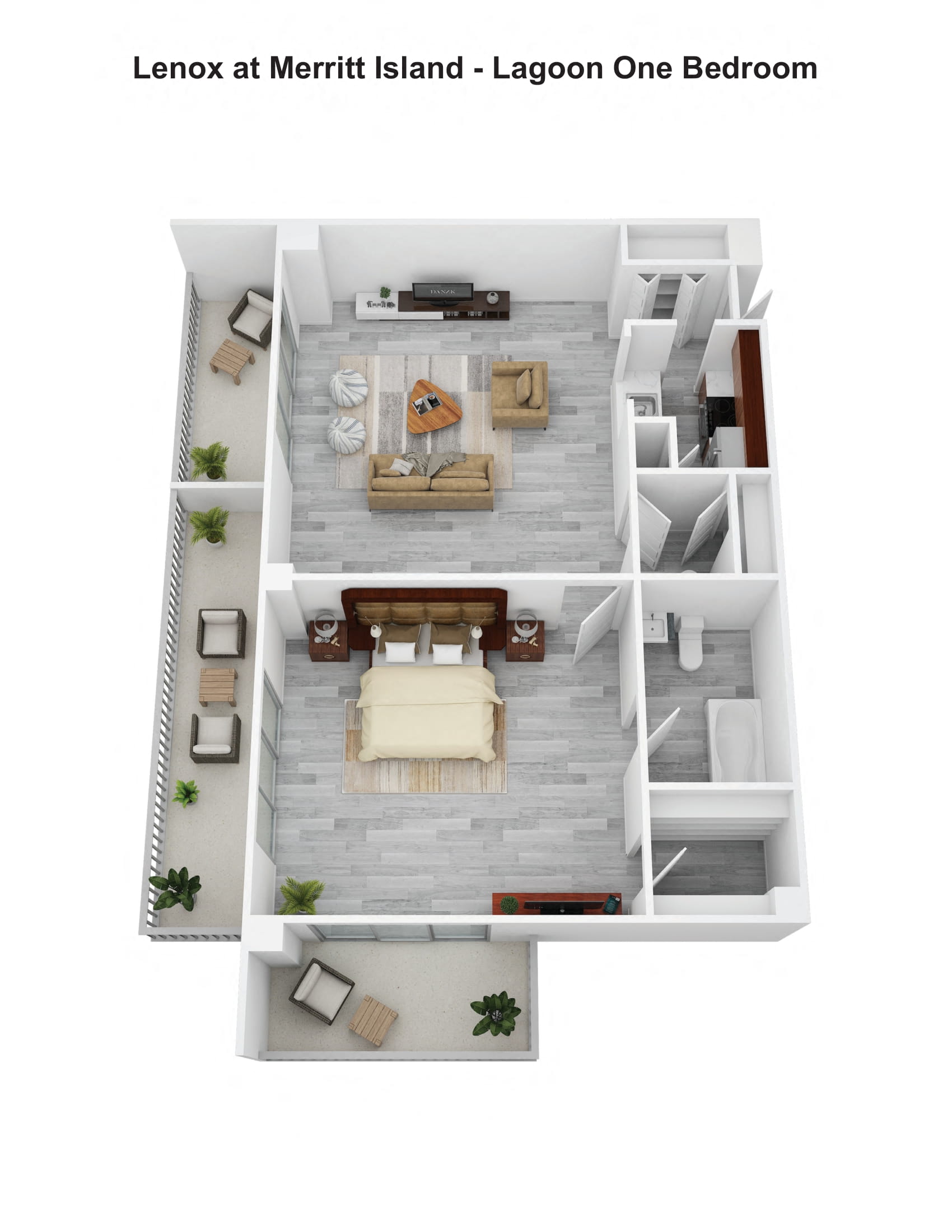 Floor plan for 1 bed, 1.5 baths, 815 sqft